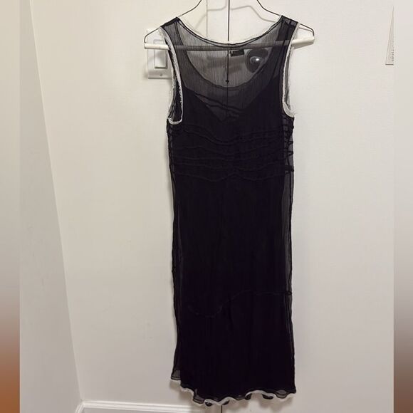 Max Studio Special Edition Black Silk Sheer Maxi Dress w/ Full Slip. Size 00. - Picture 2 of 7